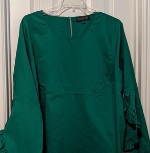 Eloquii Ruffle Sleeve top in Green Size 24w